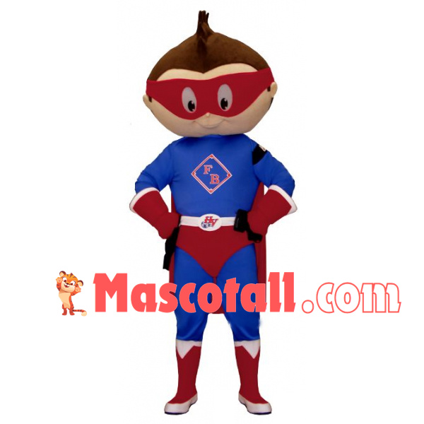 Superman Boy Wearing Blindfold Mascot Costume