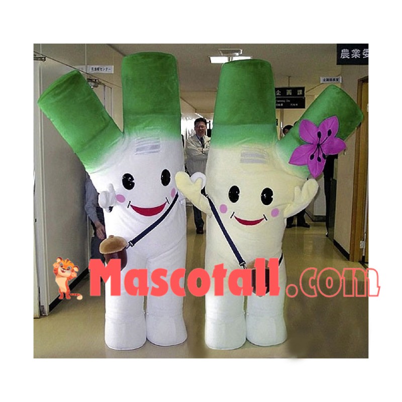 Adult Cartoon Green Onion Mascot Costume