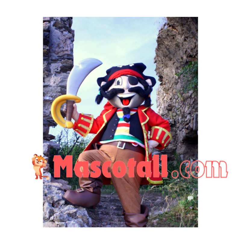 Crazy Pirate Holding Sword Mascot Costume