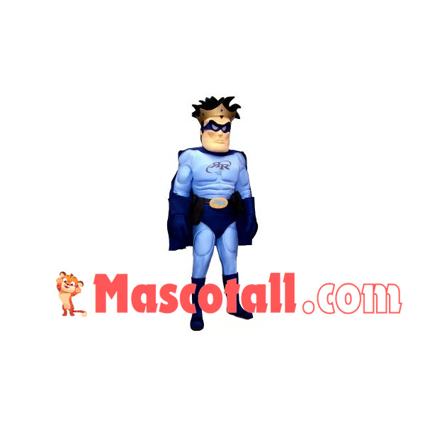 Brave The Blue Muscle Superhero Mascot Costume