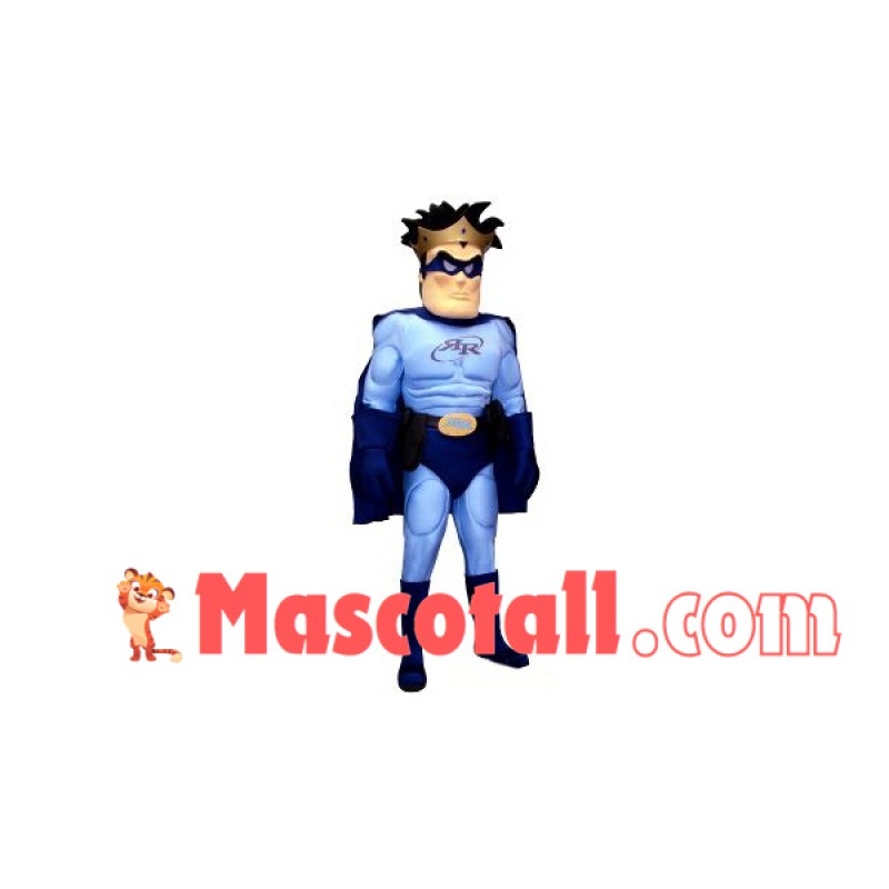 Brave The Blue Muscle Superhero Mascot Costume