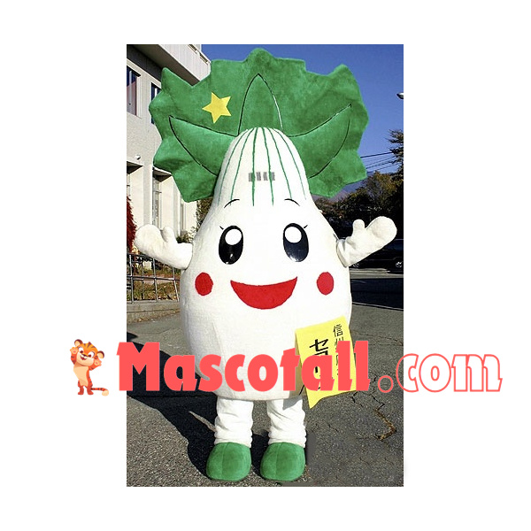 Bulging White Radish Doll Cartoon Mascot Costume