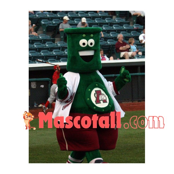 Baseball Player Cartoon Green Robot Mascot Costume