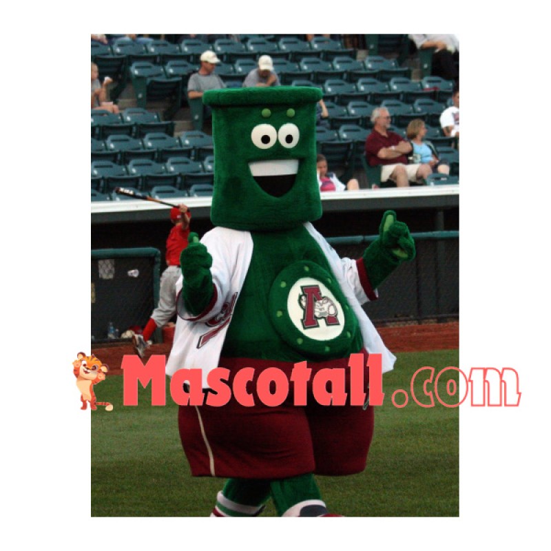 Baseball Player Cartoon Green Robot Mascot Costume