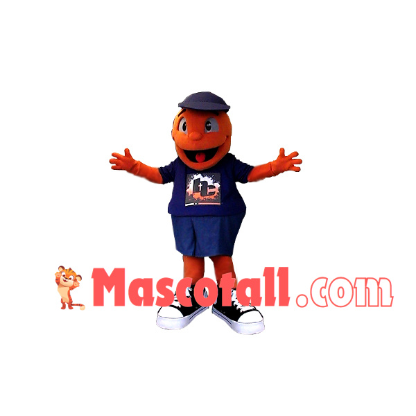 Lively Orange Doll With Sneakers Mascot Costume