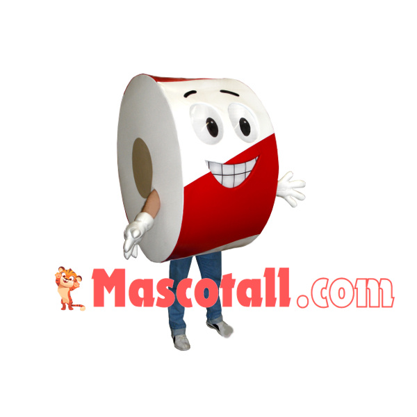 Red & White Cartoon Roll Paper Mascot Costume