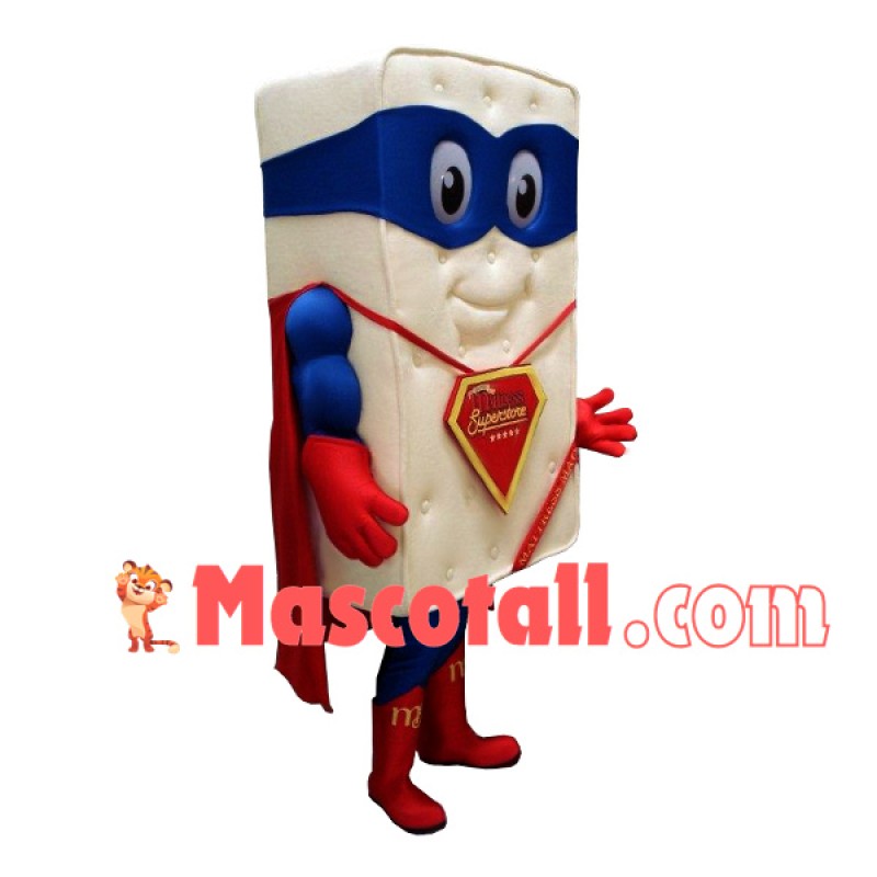 White Sesame Soda Cracker Superman Mascot Costume