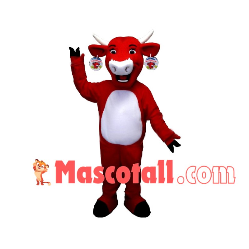 Red Bull With Sign Earrings Mascot Costume