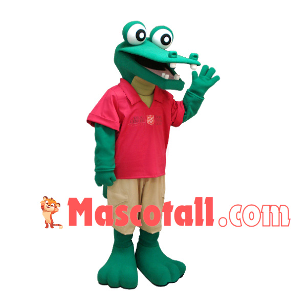 Principal Alligator Wearing Polo Shirt Mascot Costume