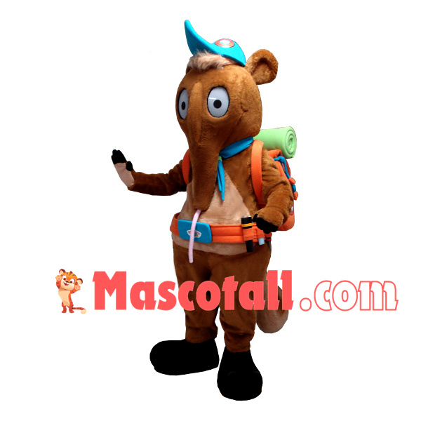 Mountaineer Elephant Carrying Large Suitcase Mascot Costume