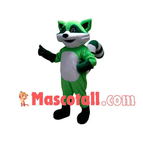 Rare Green Plush Raccoon Mascot Costume