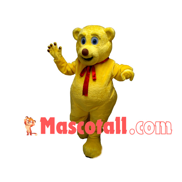 Gift Plush Bear With Red Ribbon Mascot Costume