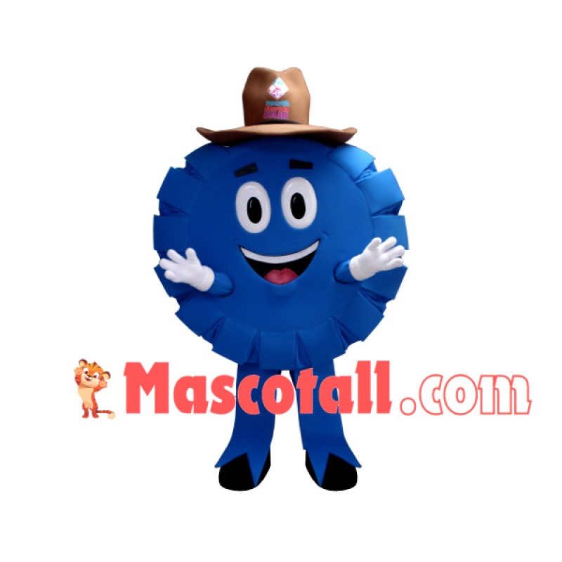 Cartoon Blue Pie In The Hat Mascot Costume