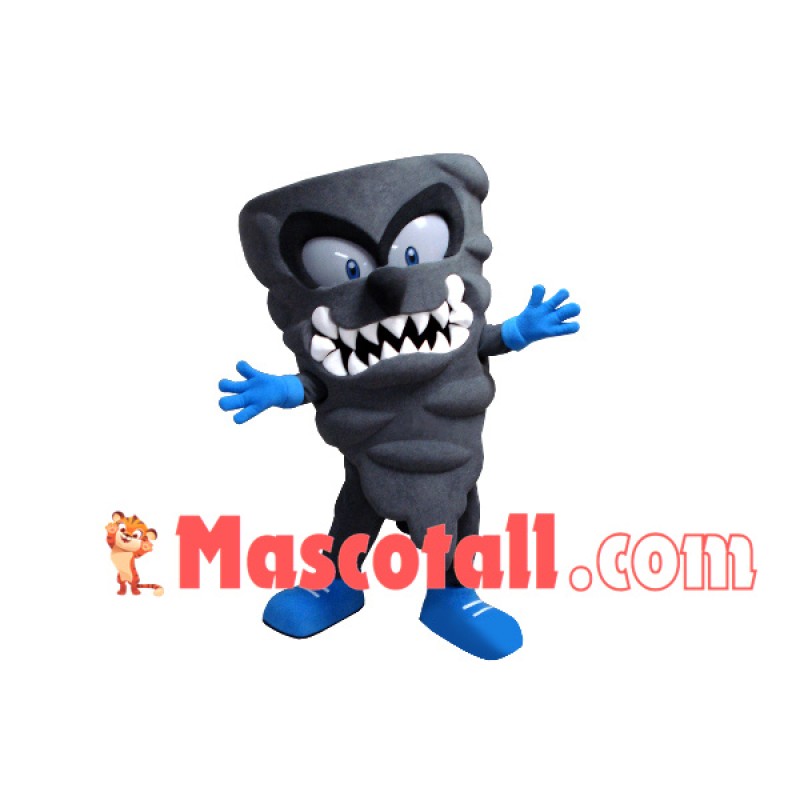 Conical Grey Doll With Fierce Look Mascot Costume