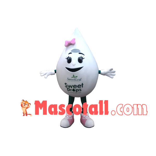 Cartoon White Water Drop of Sweetener Mascot Costume