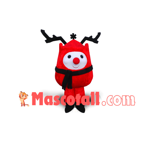 Funny Small Snowman With Antlers Mascot Costume