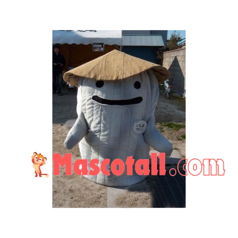 Snowman Doll Wearing Straw Hat Mascot Costume