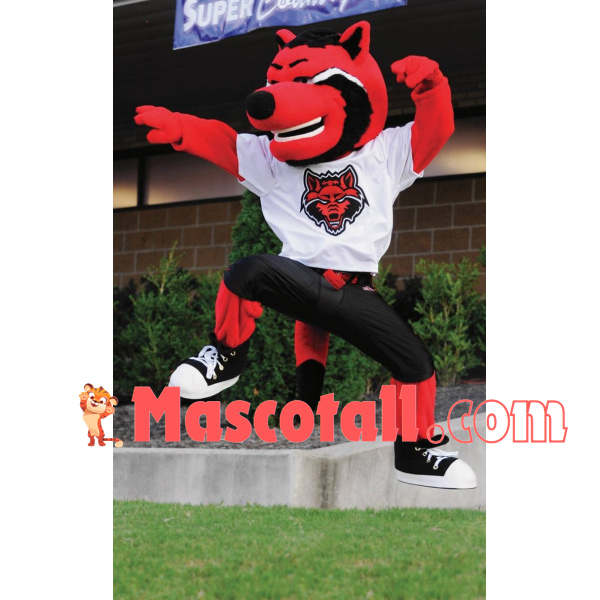 The Imposing Red Wolf Player Mascot Costume
