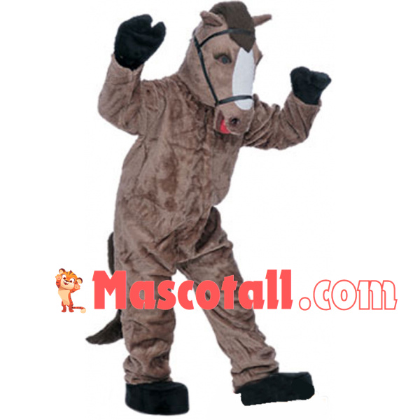 Erect The Light Brown Adult Horse Mascot Costume