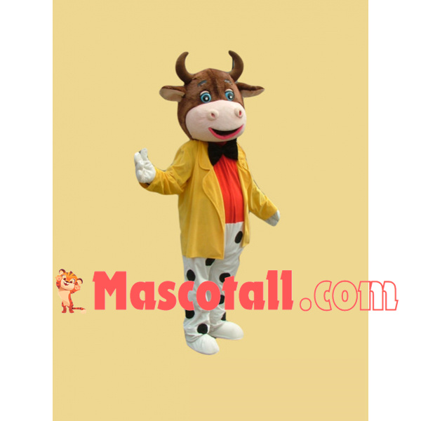 Spotted Cow In the Cardigan Jacket Mascot Costume