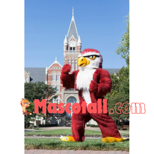 Powerful Fierce Red Hairy Eagle Mascot Costume