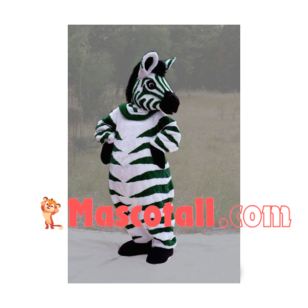 Green Zebra Turning Head Mascot Costume