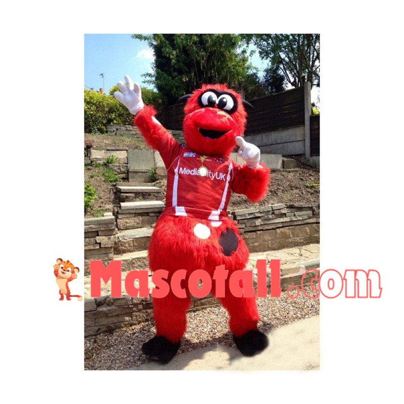 Red Furry Monster With Medal Mascot Costume