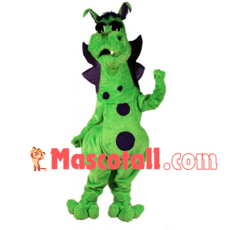 Green Spotted Dinosaur With Ears Up Mascot Costume
