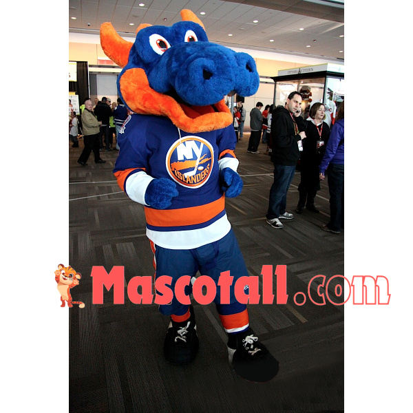 Professional Plush Blue Dragon Mascot Adult Costume