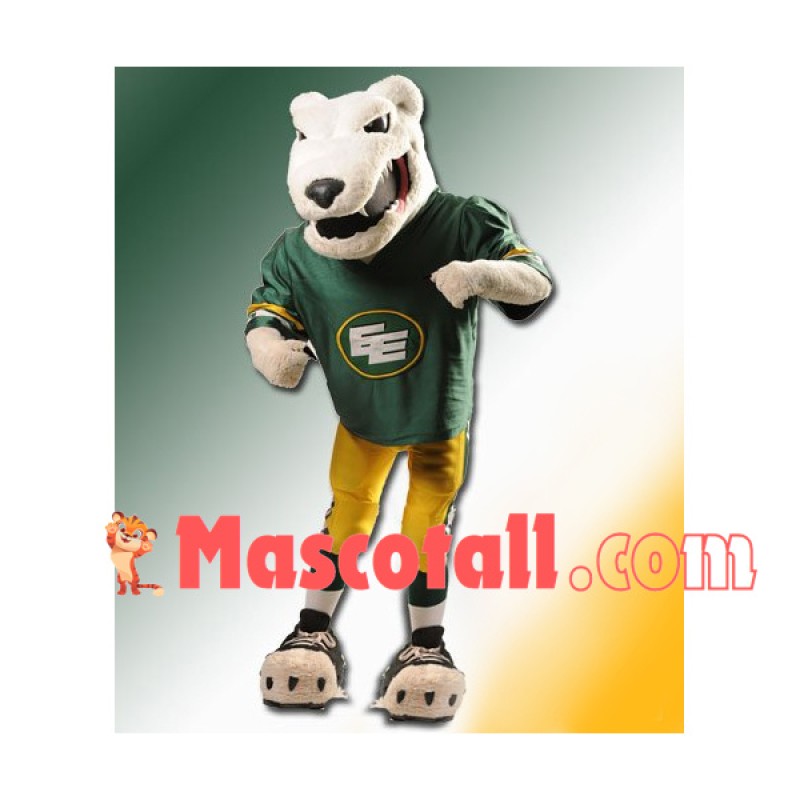 Athletic Rugby Player White Leopard Mascot Costume
