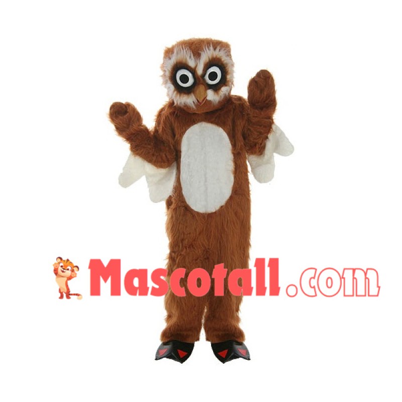 Adult Hairy Owl With White Wings Mascot Costume