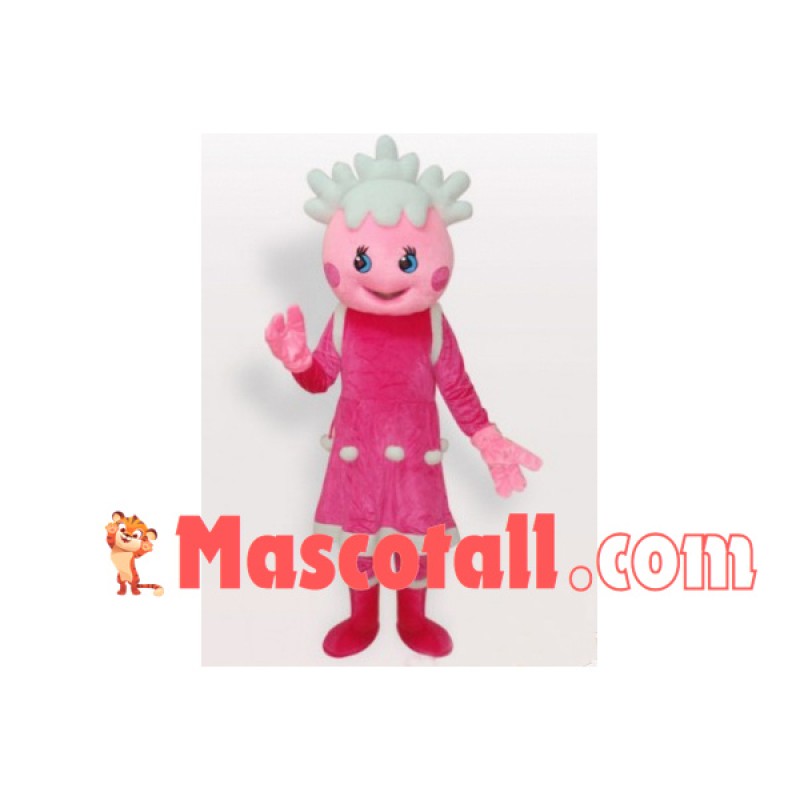 Christmas Pretty Pink Doll Cartoon Mascot Costume