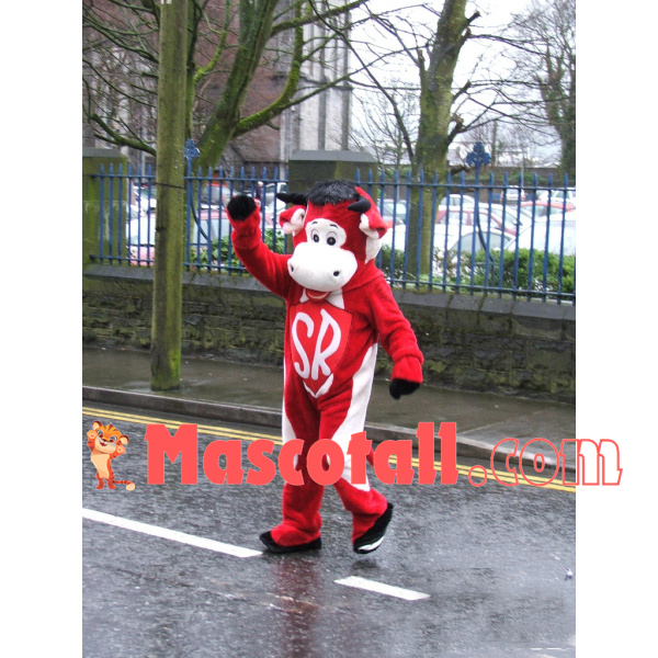 Red Cattle of Street Shot Mascot Costume