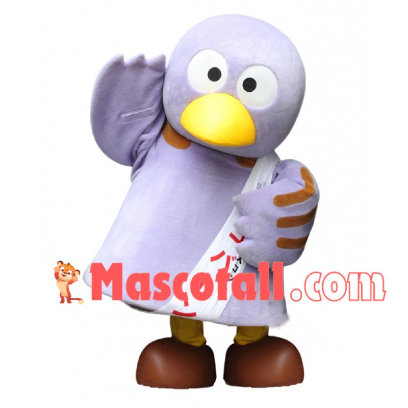 Lilac Penguin Receptionist Mascot Costume