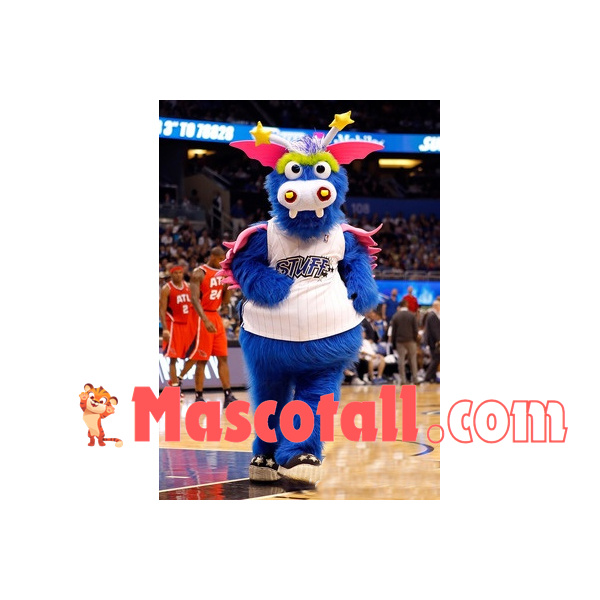 Long Wool Dragon With Star Horns Mascot Costume