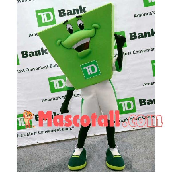 Cartoon Green Sign of Convenience Bank Mascot Costume