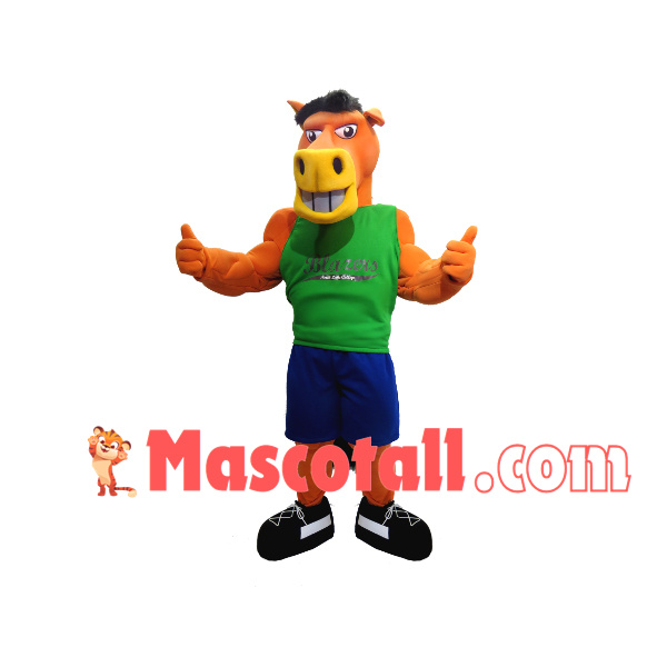 Positive Energy Orange Muscle Horse Mascot Costume