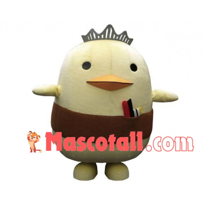 Chubby Yellow Crown Chicken Mascot Costume