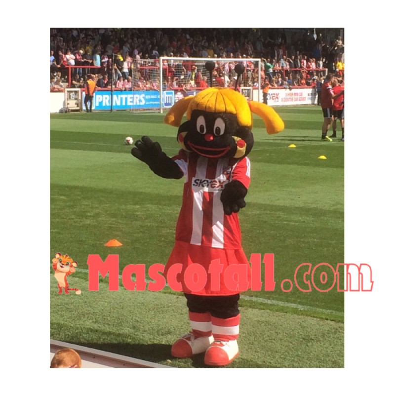 Blonde Black Cheer Girl Doll Mascot Costume