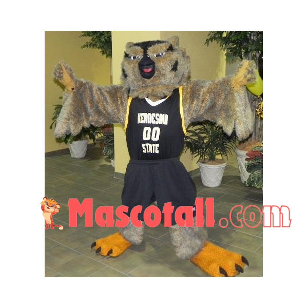 Imposing the Adult Hairy Owl Mascot Costume