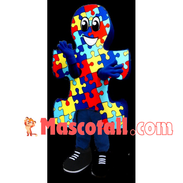 Colorful Stitched Puzzle Cartoon Mascot Costume