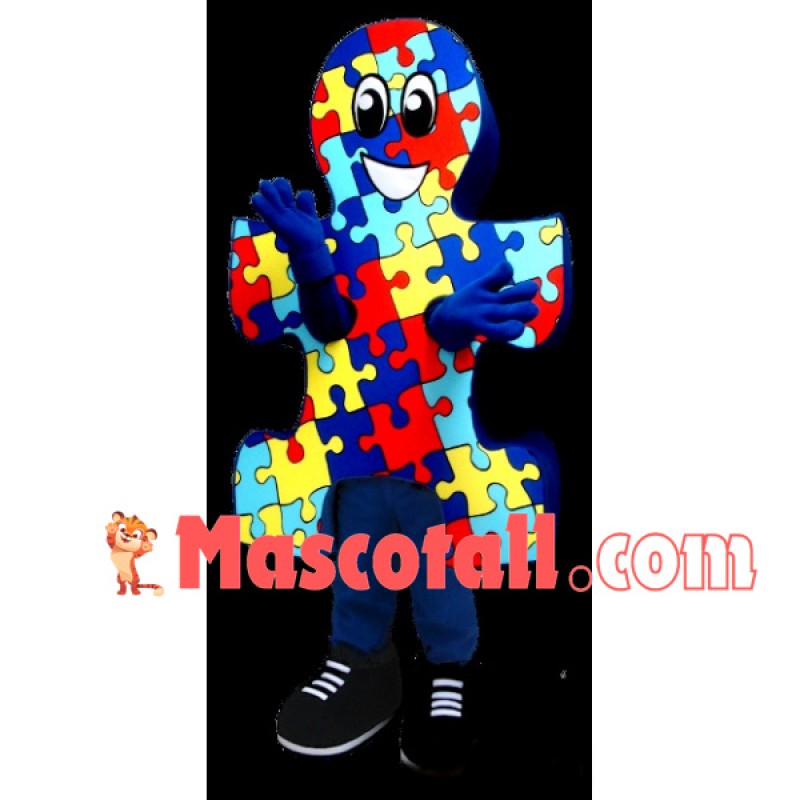 Colorful Stitched Puzzle Cartoon Mascot Costume