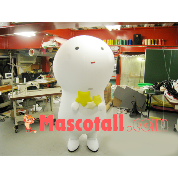 Handmade Pure White Snowman With Shiny Stars Mascot Costume