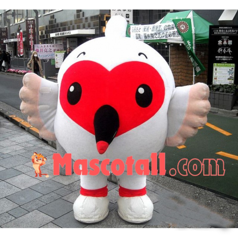 Cartoon White Bird With Bulging Body Mascot Costume