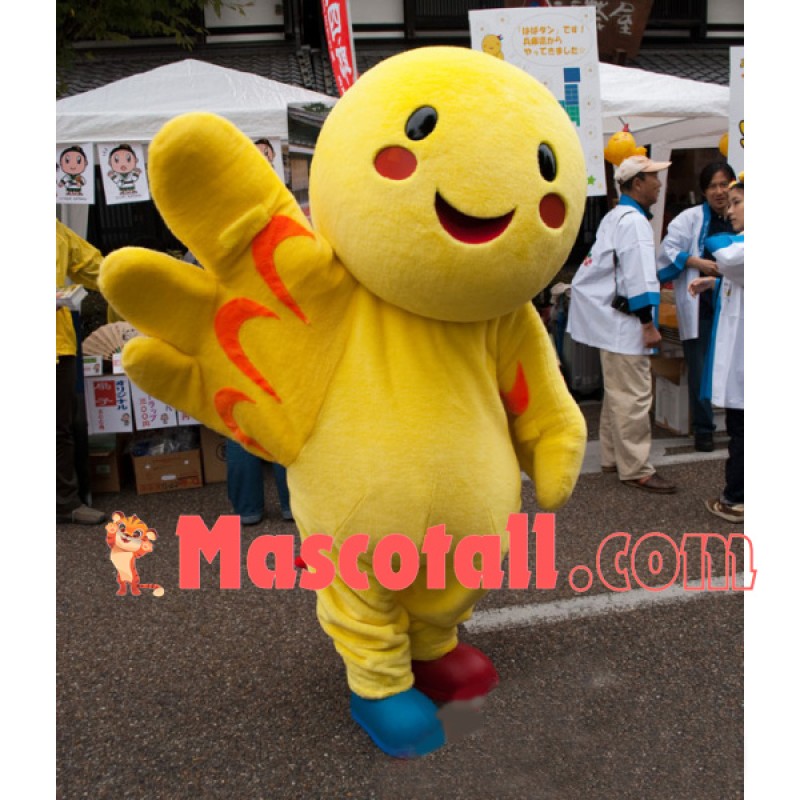 Cartoon Smiley Doll With Big Wings Mascot Costume
