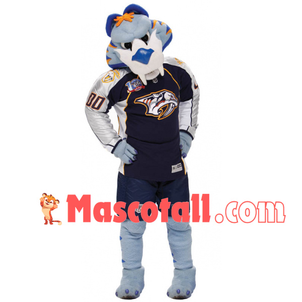 The Majestic Light Blue Tiger Racer Mascot Costume