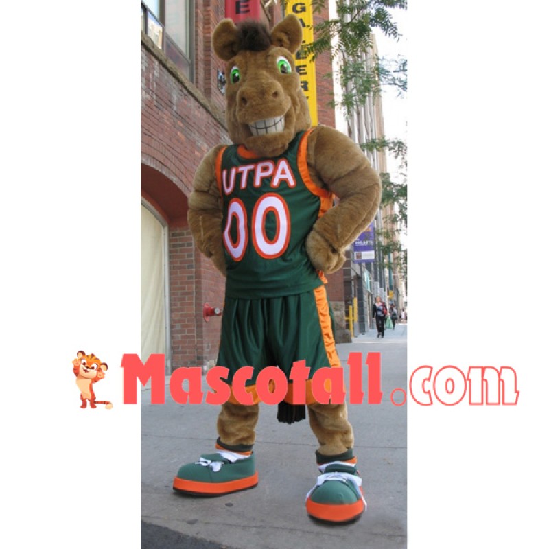 Sports Green-eyed Horse Mascot Costume for College