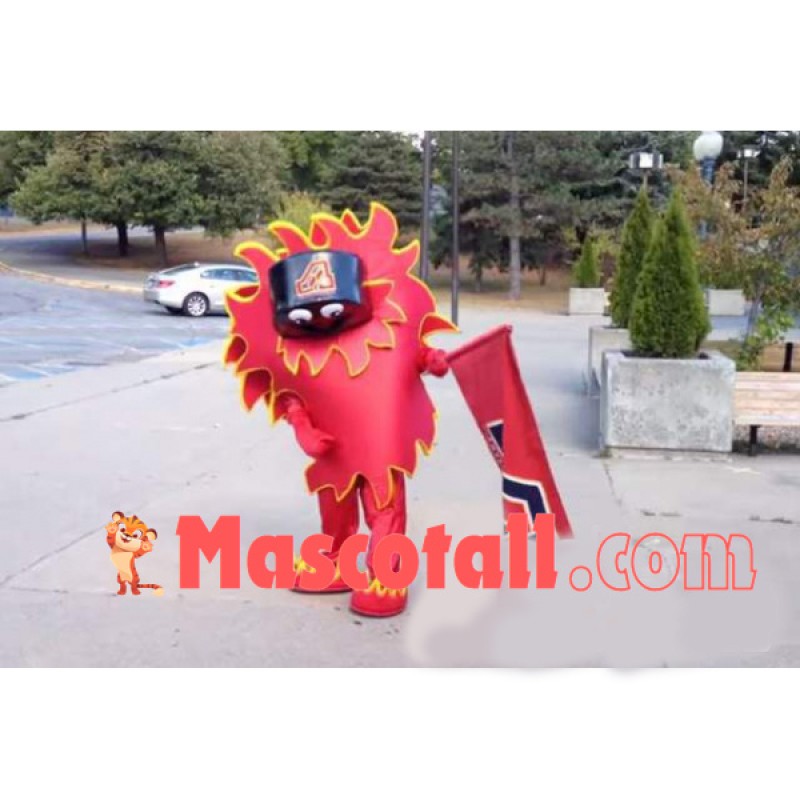 Flame Doll Carrying Red Flag Mascot Costume