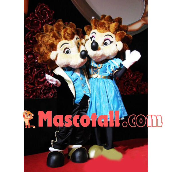 Loving Hedgehog Couple In Dinner Suit Mascot Costume