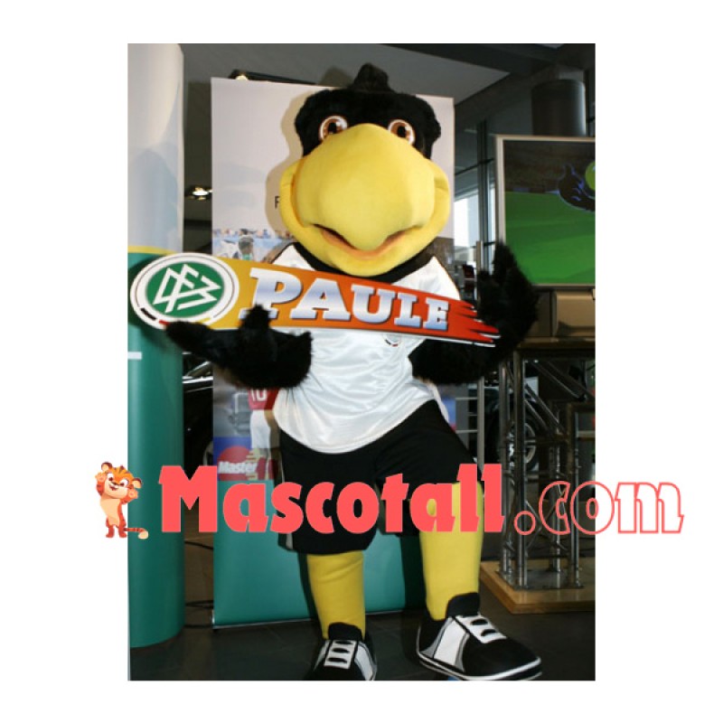 Adult Black Eagle Holding The Signage Mascot Costume